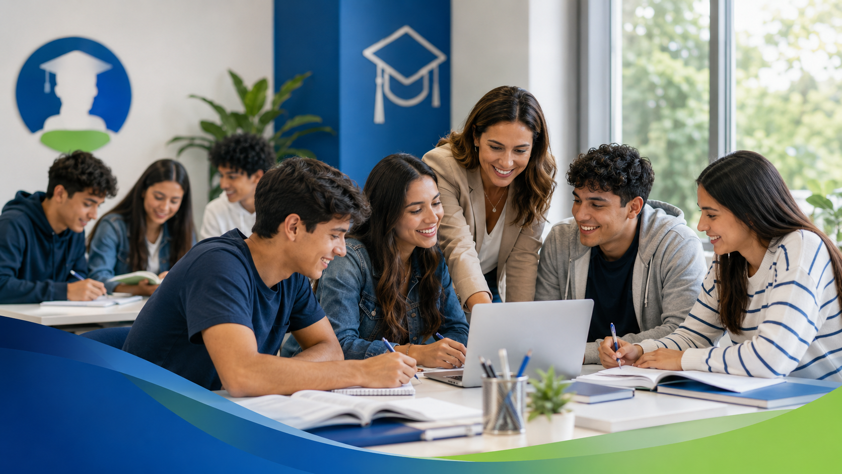 Estudiantes de bachillerato en un entorno de aprendizaje acompañado